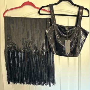 Black sequin two piece set NWT